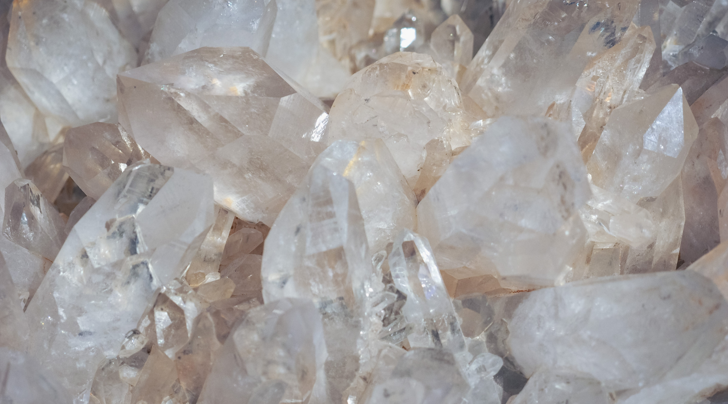collection of beautiful clear crystal quartz natural points