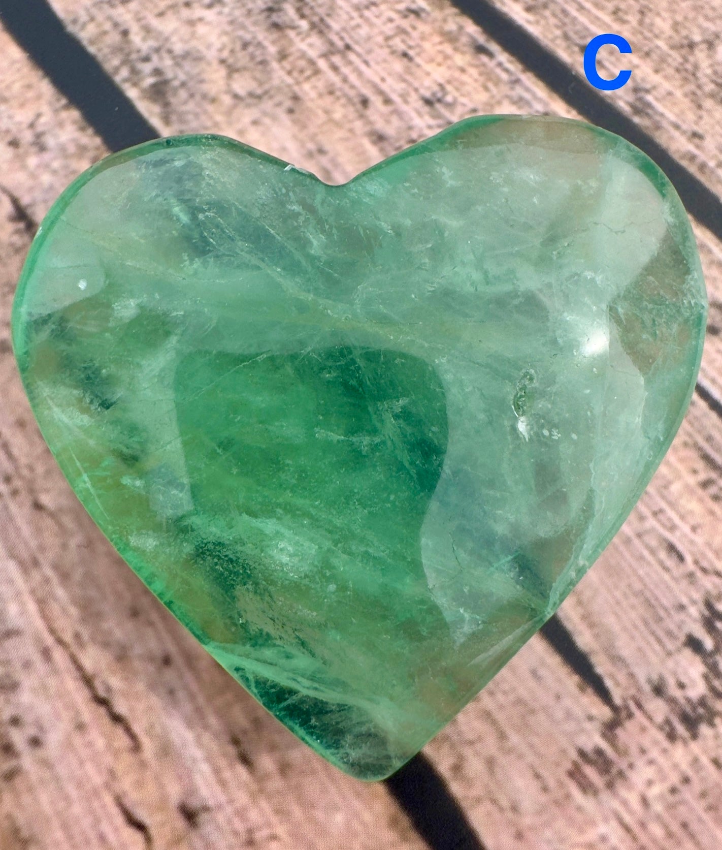 Davinas green heart-shaped fluorite gemstone, perfect fluorite love gift for special occasions