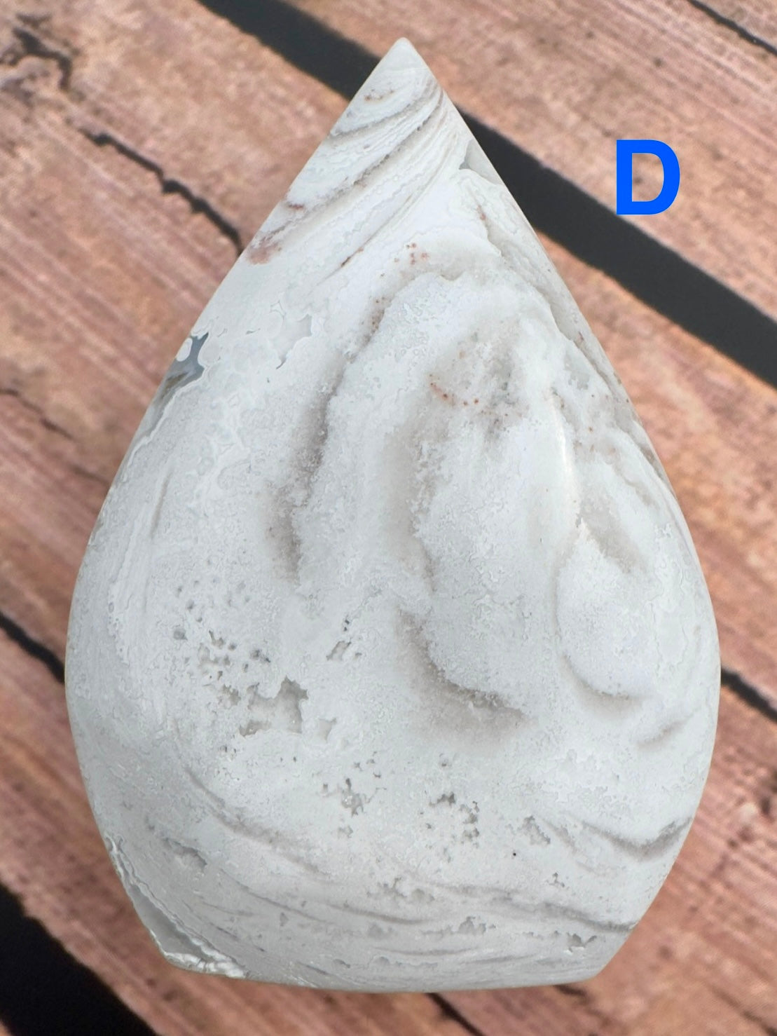 Davinas Morocco agate freeform polished stone with white and gray natural patterns